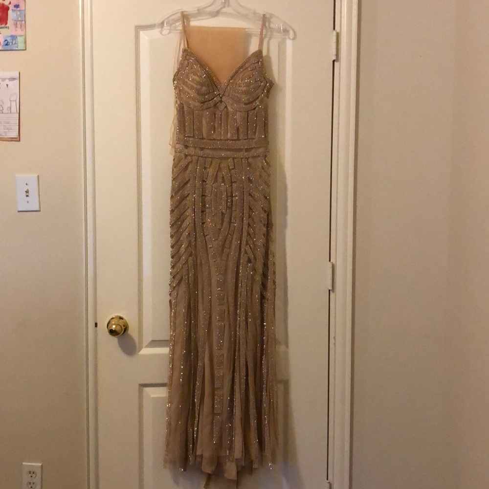 👑 Gold Rhinestone Formal Dress 👑